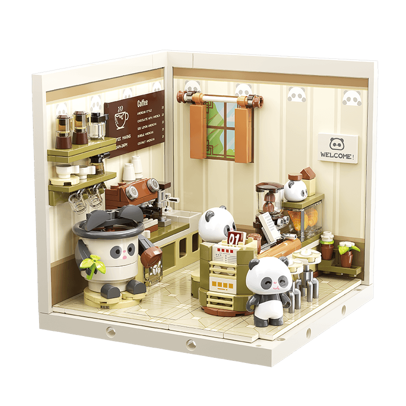 Klocki konstrukcyjne – zestaw kreatywnyw: Panda z kawą